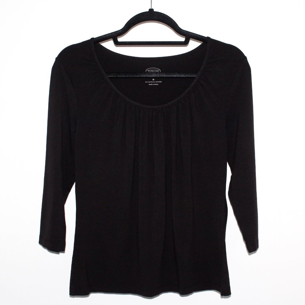 Talbots Vintage Y2K Black Ruched Scoop Neck Top